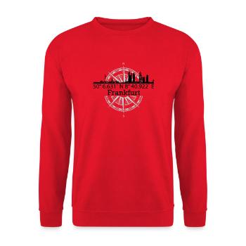 Skyline Frankfurt - Unisex Pullover - Rot - Vorne - Alina (178cm) & Michal (187cm)