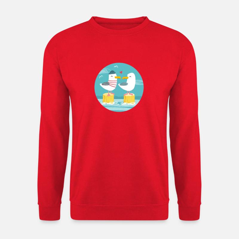 Herz Möwen auf Pfahl - Unisex Pullover - Rot