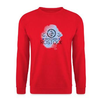 Rostock Liebe Heimathafen Ostsee - Unisex Pullover - Rot - Vorne - Alina (178cm) & Michal (187cm)