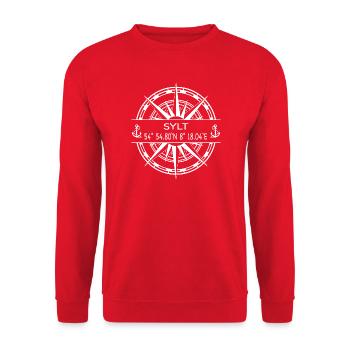 Koordinaten Sylt - Unisex Pullover - Rot - Vorne - Alina (178cm) & Michal (187cm)