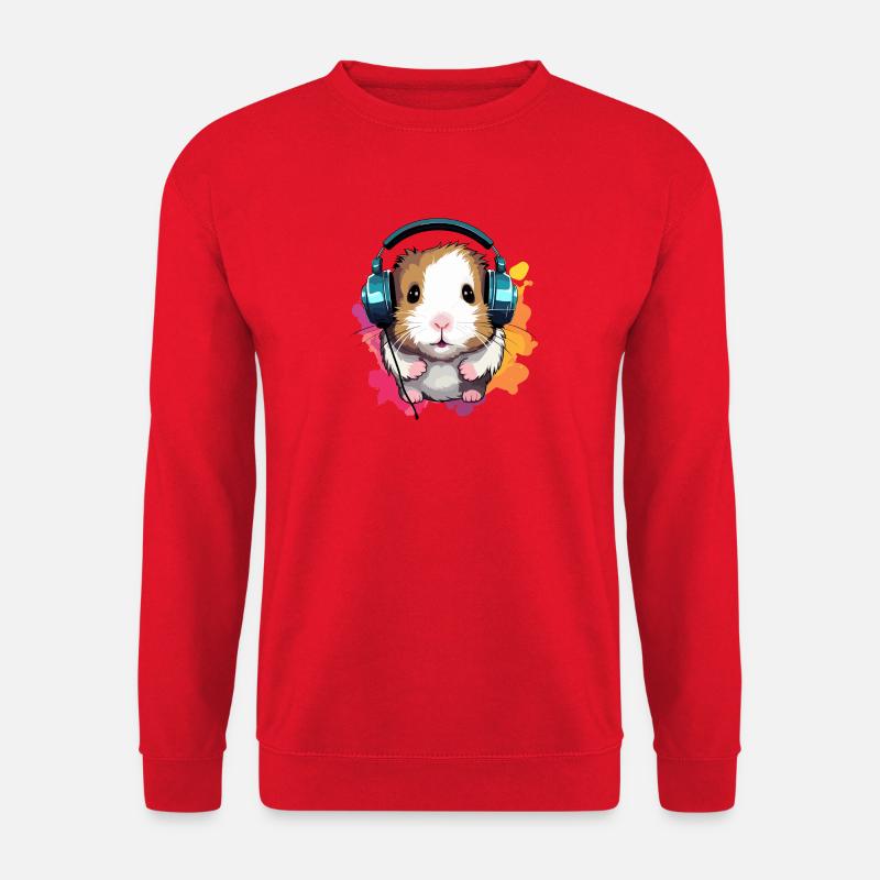 Hamster mit Kopfhörer Zwerghamster Goldhamster - Unisex Pullover - Rot