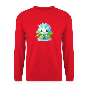 Kawaii Male on Water Lily – Blue Design - Unisex Sweatshirt - red - Front - Alina (178cm) & Michal (187cm)