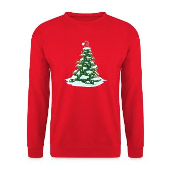 Christmas Tree with Christmas Hat - Unisex Sweatshirt - red - Front - Alina (178cm) & Michal (187cm)