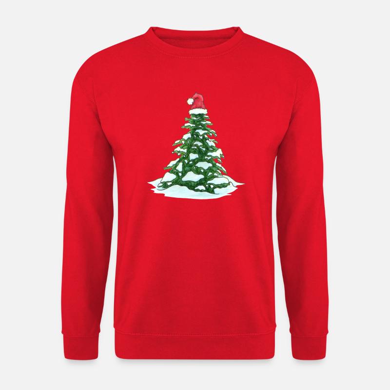 Christmas Tree with Christmas Hat - Unisex Sweatshirt - red