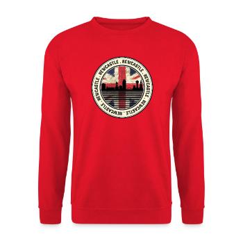 Newcastle Union Flag Skyline Patch - Unisex Sweatshirt - red - Front - Alina (178cm) & Michal (187cm)