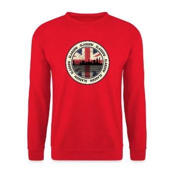 Glasgow Unionjack Stadtbild - Unisex Pullover - Rot - Vorne - Alina (178cm) & Michal (187cm)