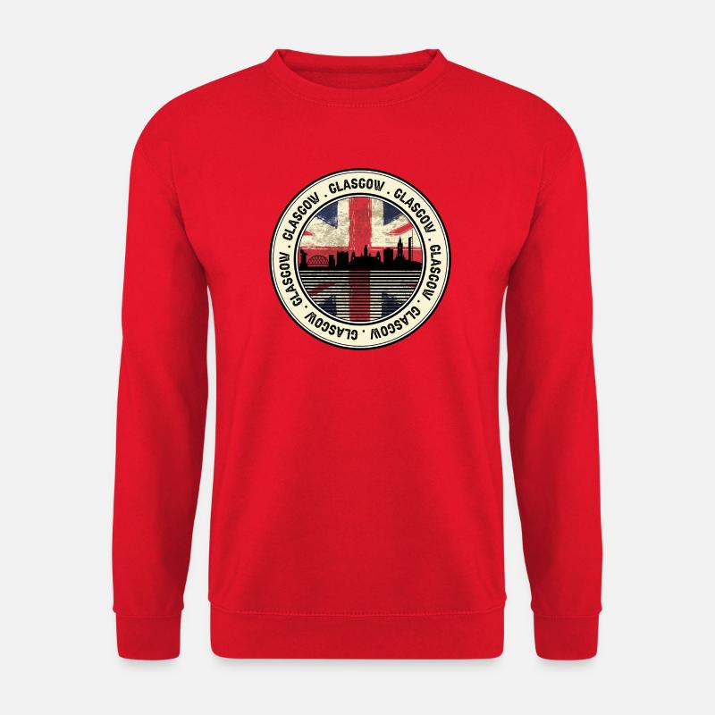 Glasgow Unionjack Stadtbild - Unisex Pullover - Rot