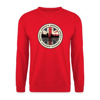 Manchester UK Skyline-Abzeichen - Unisex Pullover - Rot - Vorne - Alina (178cm) & Michal (187cm)