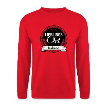 Lieblingsort Dahme - Unisex Pullover - Rot - Vorne - Alina (178cm) & Michal (187cm)