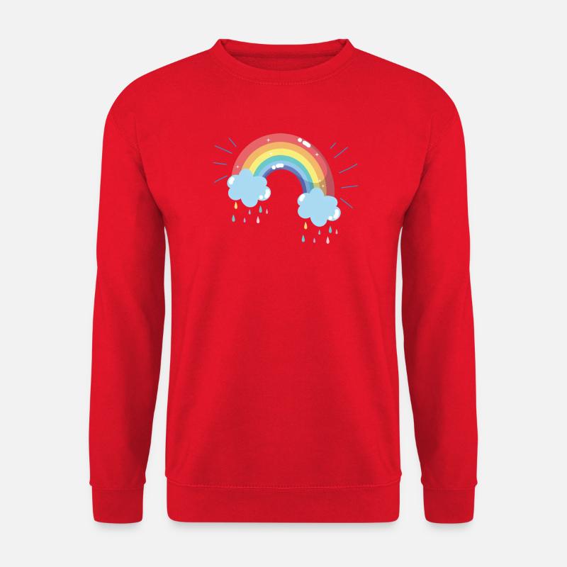 Pastel Rainbow Raincloud Arc - Unisex Sweatshirt - red