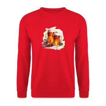 Bière à l’aquarelle dans la neige - Sweat-shirt Unisexe - rouge - Devant - Alina (178cm) & Michal (187cm)