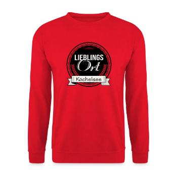 Lieblingsort Kochelsee - Unisex Pullover - Rot - Vorne - Alina (178cm) & Michal (187cm)