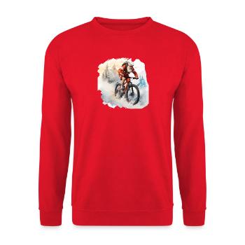 Le Père Noël a fini avec un vélo de montagne - Sweat-shirt Unisexe - rouge - Devant - Alina (178cm) & Michal (187cm)