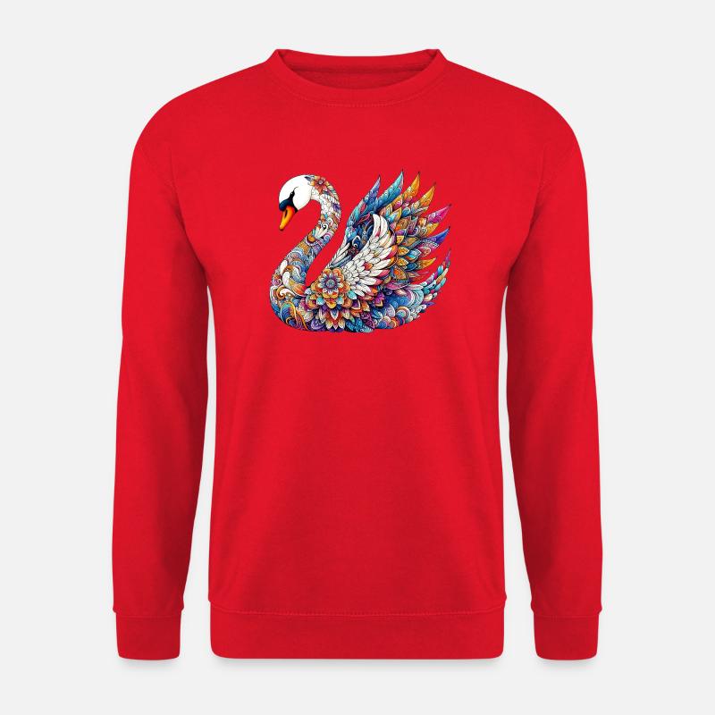 Schwan mit Mandalas verziert - Unisex Pullover - Rot