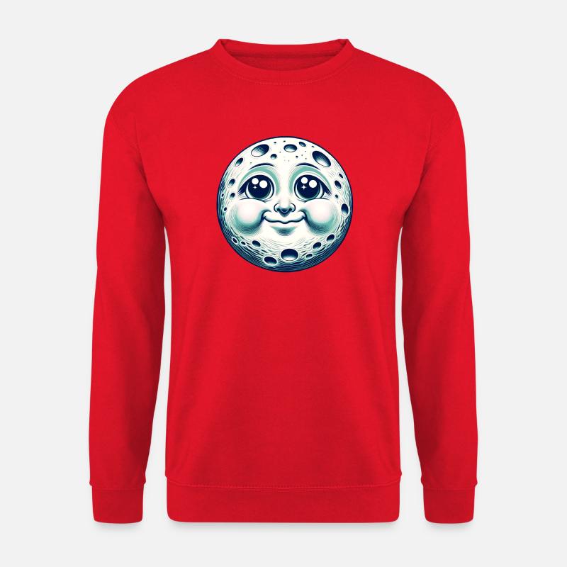 Drôle de lune avec visage - Sweat-shirt Unisexe - rouge