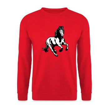 Friesian stallion galloping - Unisex Sweatshirt - red - Front - Alina (178cm) & Michal (187cm)