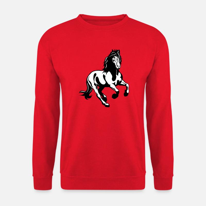 Friesian stallion galloping - Unisex Sweatshirt - red