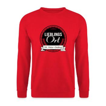 Lieblingsort St. Peter-Ording - Unisex Pullover - Rot - Vorne - Alina (178cm) & Michal (187cm)
