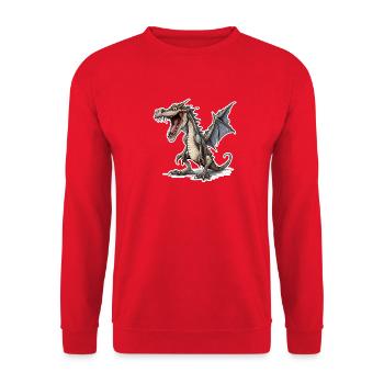 Laughing Dragon Funny Fantasy RPG Shirt - Unisex Sweatshirt - red - Front - Alina (178cm) & Michal (187cm)