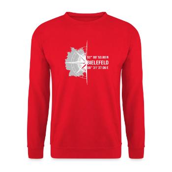 Koordinaten Bielefeld - Unisex Pullover - Rot - Vorne - Alina (178cm) & Michal (187cm)