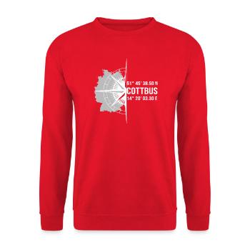 Koordinaten Cottbus - Unisex Pullover - Rot - Vorne - Alina (178cm) & Michal (187cm)