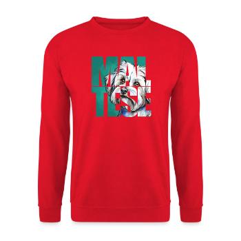 Portrait de bichon maltais - Sweat-shirt Unisexe - rouge - Devant - Alina (178cm) & Michal (187cm)