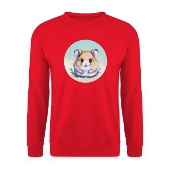 Niedlicher pastellfarbener Aquarellhamster - Unisex Pullover - Rot - Vorne - Alina (178cm) & Michal (187cm)