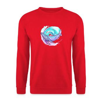 Buckelwal Aquarell - Unisex Pullover - Rot - Vorne - Alina (178cm) & Michal (187cm)