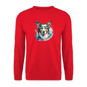 Border Collie avec des lunettes - Sweat-shirt Unisexe - rouge - Devant - Alina (178cm) & Michal (187cm)