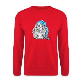 Owl with sleepyhead - Unisex Sweatshirt - red - Front - Alina (178cm) & Michal (187cm)