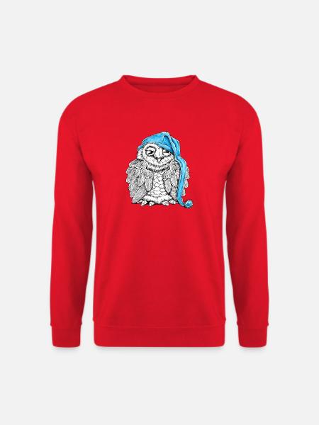 Owl with sleepyhead - Unisex Sweatshirt - red