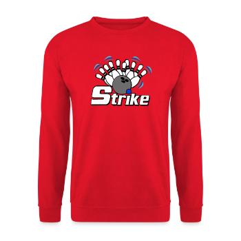 Bowling Strike , Fun Shirt , Strike Bowling (25) - Unisex Pullover - Rot - Vorne - Alina (178cm) & Michal (187cm)