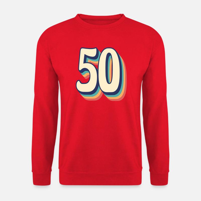 Vintage Retro T-Shirt Nummer 50 Fify - Unisex Pullover - Rot