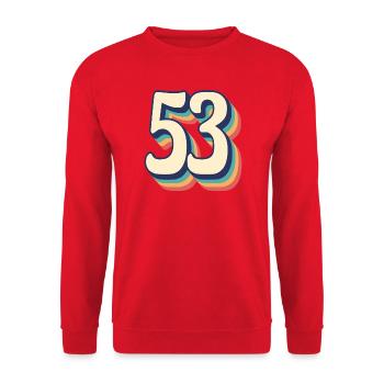 Vintage rétro T Shirt numéro 53 cinquante-trois - Sweat-shirt Unisexe - rouge - Devant - Alina (178cm) & Michal (187cm)