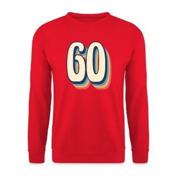 Vintage Retro T-Shirt Nummer 60 Sixty - Unisex Pullover - Rot - Vorne - Alina (178cm) & Michal (187cm)