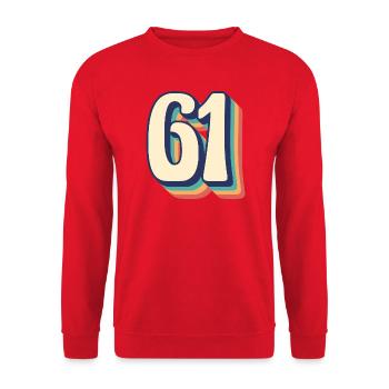 Vintage Retro T-Shirt Nummer 61 Sixty One - Unisex Pullover - Rot - Vorne - Alina (178cm) & Michal (187cm)