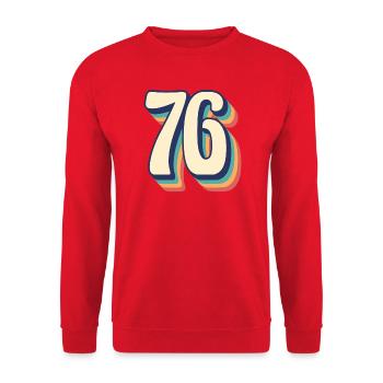 Vintage rétro T Shirt numéro 76 soixante-seize. - Sweat-shirt Unisexe - rouge - Devant - Alina (178cm) & Michal (187cm)