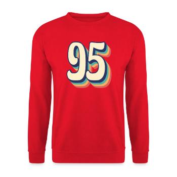 T-Shirt rétro Vintage numéro 95 quatre-vingt-quinze - Sweat-shirt Unisexe - rouge - Devant - Alina (178cm) & Michal (187cm)