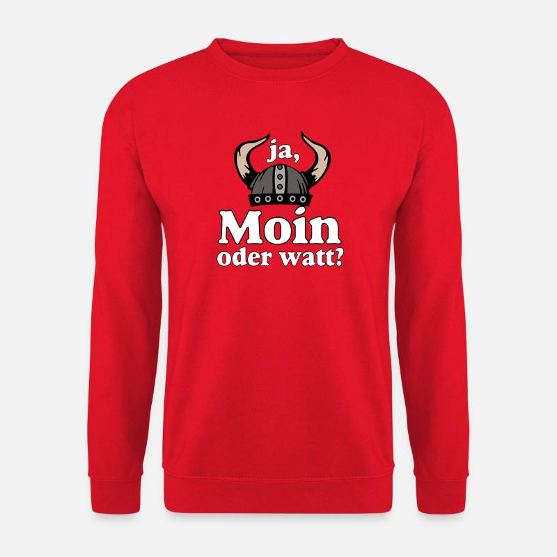 Ja Moin oder Watt? Nordisch Humor - Unisex Pullover - Rot