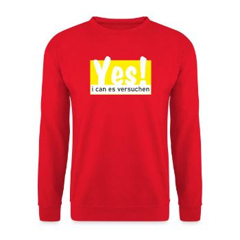Yes i can es versuchen! - Unisex Pullover - Rot - Vorne - Alina (178cm) & Michal (187cm)