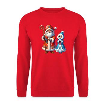 Ded Moroz Snegurotschka russischer Weihnachtsmann - Unisex Pullover - Rot - Vorne - Alina (178cm) & Michal (187cm)