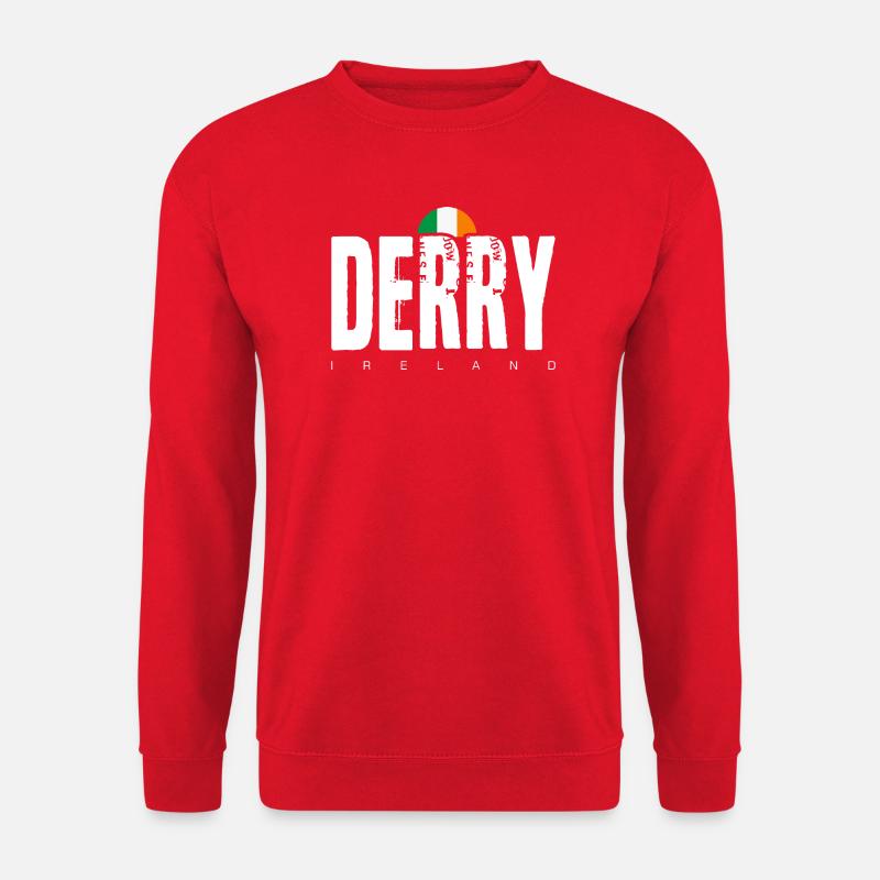 Derry Ireland Distressed Wordmark - Unisex Sweatshirt - red