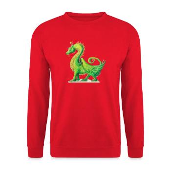Drache Farah Zeichnung - Sonja Ariel von Staden - Unisex Pullover - Rot - Vorne - Alina (178cm) & Michal (187cm)