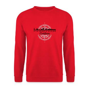 Koordinaten Cottbus - Unisex Pullover - Rot - Vorne - Alina (178cm) & Michal (187cm)