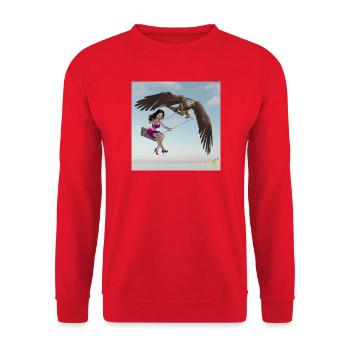 Swinging in the sky. - Unisex Sweatshirt - red - Front - Alina (178cm) & Michal (187cm)