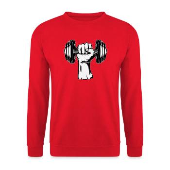 Haltère à la main - soulever des poids pour les bodybuilders - Sweat-shirt Unisexe - rouge - Devant - Alina (178cm) & Michal (187cm)