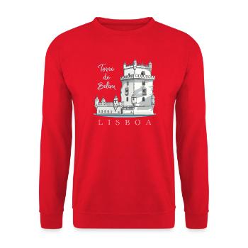 Torre de Belem, Lisbon, Portugal, Hand Drawing - Unisex Sweatshirt - red - Front - Alina (178cm) & Michal (187cm)