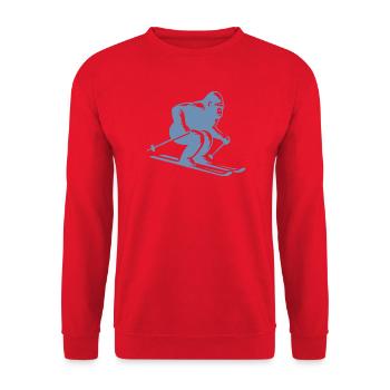 Affe Gorilla Schimpanse Ski Silhouette Design - Unisex Pullover - Rot - Vorne - Alina (178cm) & Michal (187cm)