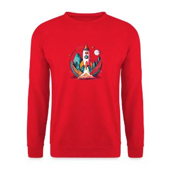 Fusée au design élégant recadrée - Sweat-shirt Unisexe - rouge - Devant - Alina (178cm) & Michal (187cm)