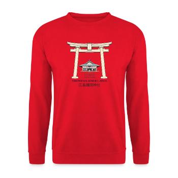 Hiroshima Japan, Gokoku- jinja torii, drawing - Unisex Sweatshirt - red - Front - Alina (178cm) & Michal (187cm)